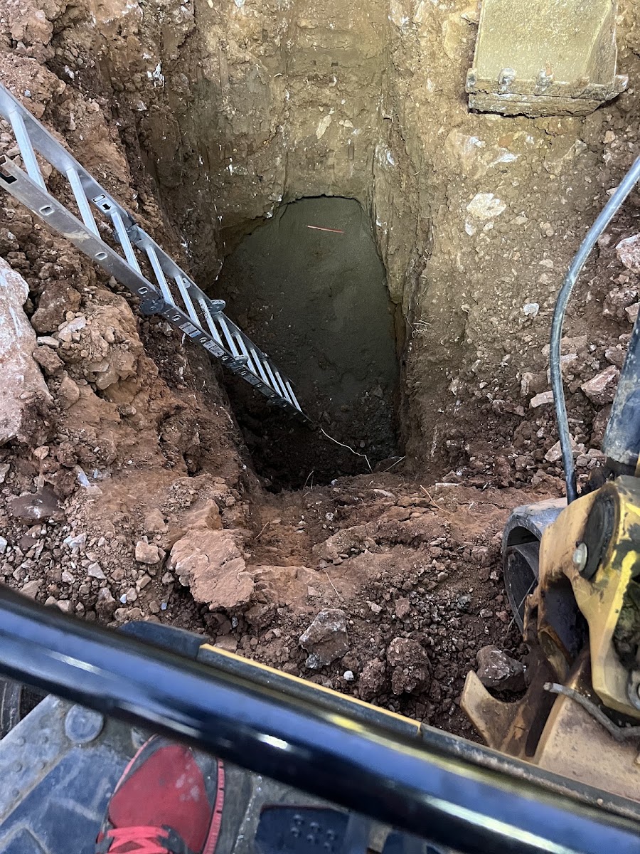 Deep excavation for a residential sewer line replacement